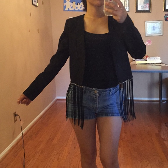 Zara faux suede fringe jacket. Xs - Picture 8 of 13